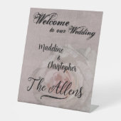 の結婚テーブルトップサインウェルカムバラピンクカスタマイズ 台座サイン (正面)