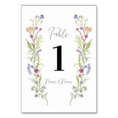 の結婚テーブルワイルドフラワーズフローラDitsy テーブルナンバー (裏面)