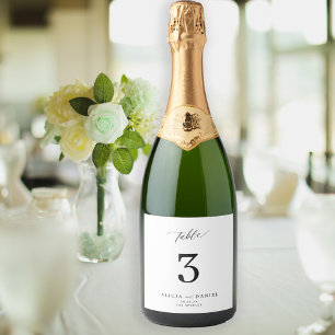 の結婚テーブル数ミニマシンプルリスト スパークリングワインラベル