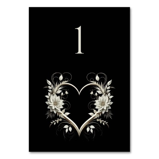 の結婚テーブル数モダン花(ハート付き) テーブルナンバー (正面)