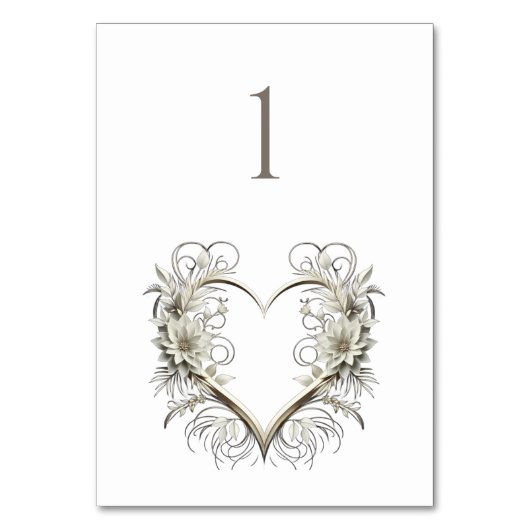 の結婚テーブル数モダン花(ハート付き) テーブルナンバー (正面)