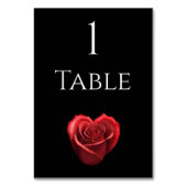 の結婚テーブル数値ハート型の赤いバラ –  テーブルナンバー (裏面)