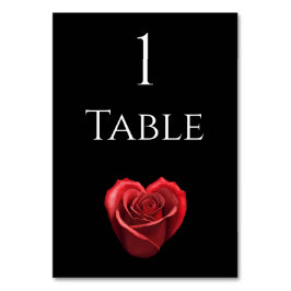 の結婚テーブル数値ハート型の赤いバラ –  テーブルナンバー