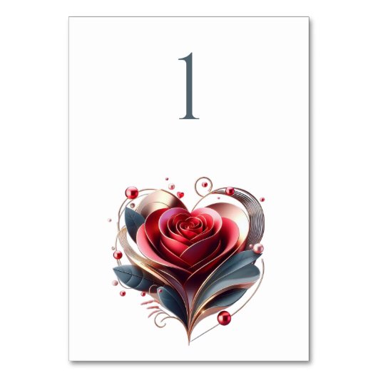 の結婚テーブル数値ハート型バラ テーブルナンバー (正面)