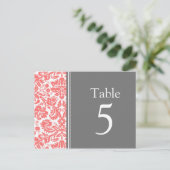 の結婚テーブル番号カードグレーコーラル ポストカード (スタンド正面)