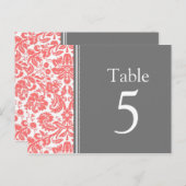 の結婚テーブル番号カードグレーコーラル ポストカード (正面/裏面)