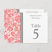 の結婚テーブル番号カードグレーコーラル ポストカード (正面/裏面)