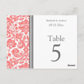 の結婚テーブル番号カードグレーコーラル ポストカード (裏面)