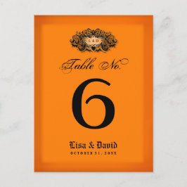 の結婚テーブル番号カード – Halloween Orange & Black ポストカード