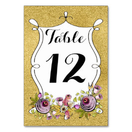 の結婚テーブル番号フェイク、金箔、花 テーブルナンバー