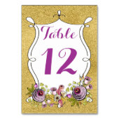 の結婚テーブル番号フェイク、金箔、花 テーブルナンバー (正面)