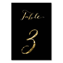 の結婚テーブル番号ブラックゴールドフォイルNo. 3