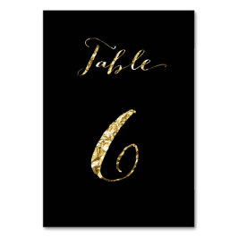 の結婚テーブル番号ブラックゴールドフォイルNo. 6 テーブルナンバー