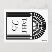 の結婚テーブル番号ブラック&ホワイトアールデコスタイル ポストカード (裏面)