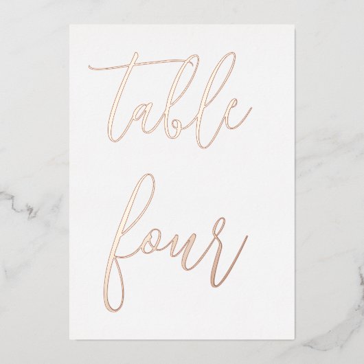 の結婚テーブル番号ミニマルモダンリスト写真 箔招待状 (正面)