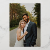 の結婚テーブル番号ミニマルモダンリスト写真 箔招待状 (裏面)