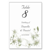 の結婚テーブル番号結婚の白い花のフローラ テーブルナンバー (裏面)
