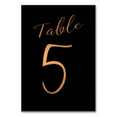 の結婚テーブル番号銅グリッターブラックエレガント テーブルナンバー (裏面)