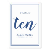 の結婚テーブル番号10シンプル青と白 テーブルナンバー (裏面)
