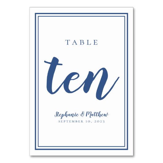 の結婚テーブル番号10シンプル青と白 テーブルナンバー (正面)