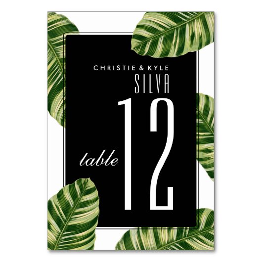 の結婚テーブル番号 |ヴィンテージヤシの木のビーチ テーブルナンバー (裏面)
