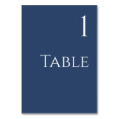 の結婚テーブル番号 – 濃い青と白 テーブルナンバー (正面)