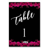 の結婚テーブル番号 – 黒の明るい赤紫色ラン – テーブルナンバー (裏面)