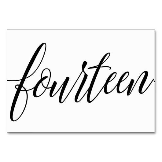 の結婚テーブル番号 – Luxeタイポグラフィ – 黒14 テーブルナンバー (正面)