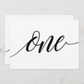 の結婚テーブル番号 – Luxeタイポグラフィ – 黒1 招待状 (正面/裏面)