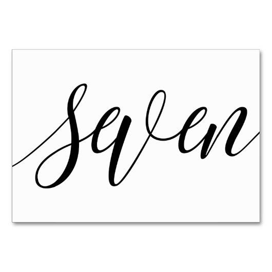 の結婚テーブル番号 – Luxeタイポグラフィ(黒) 7 テーブルナンバー (正面)