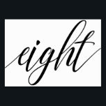 の結婚テーブル番号 – Luxeタイポグラフィ（黒） 8 テーブルナンバー<br><div class="desc">表番号8：この豪華な書道風景の表番号カードは豊かな黒で設定されているエレガントが、背景色を変更するだけで好きな色に変更できる。**デザインの色を変更する方法(「RSVP」)** 1クリックの「パーソナライズ」ボタン。2)クリック下のクリック「TOカスタマイズ MORE」リンク。その後、"BACKGROUND COLOR"を自分の色に変更するオプションが結婚ある。デザインもしの色を変更し忘れて、背面の色も変更しない： )</div>