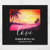 の結婚テーマ熱帯ビーチサンセットウォーターカラー ビールラベル (シングルラベル)