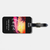 の結婚テーマ熱帯ビーチサンセットウォーターカラー ラゲッジタグ (裏面横)