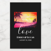 の結婚テーマ熱帯ビーチサンセットウォーターカラー ワインラベル (シングルラベル)