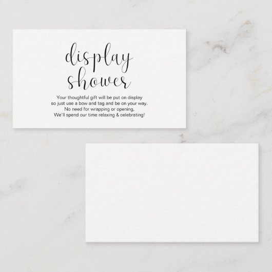 の結婚ディスプレーミニマルシャワー、黒 エンクロージャーカード (正面/裏面)