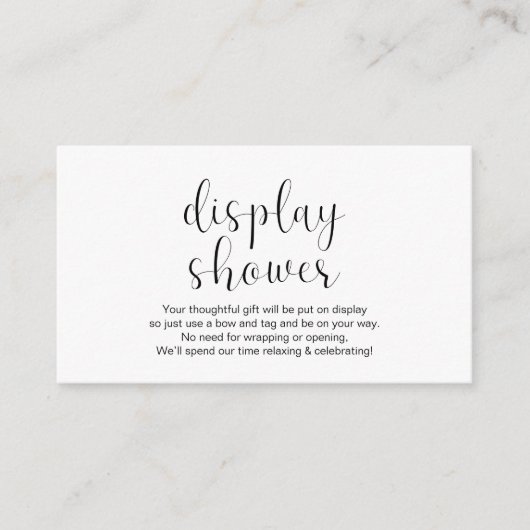 の結婚ディスプレーミニマルシャワー、黒 エンクロージャーカード (正面)