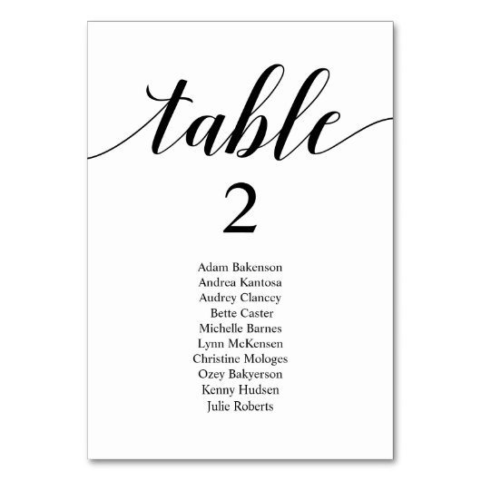 の結婚ディナーモダン客席表カード テーブルナンバー (正面)