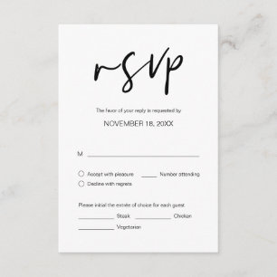 の結婚ディナーRSVP、食事オプション エンクロージャーカード