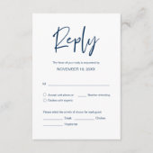 の結婚ディナーRSVP、食事オプション、ネイビーブルー エンクロージャーカード (正面)