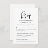 の結婚ディナーRSVP、食事オプション、曲のリクエスト エンクロージャーカード (正面/裏面)