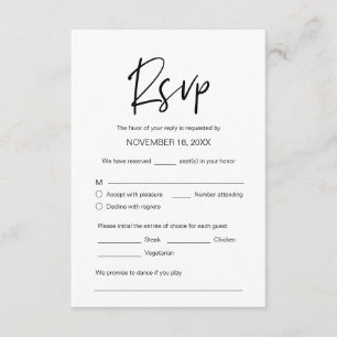 の結婚ディナーRSVP、食事オプション、曲のリクエスト エンクロージャーカード