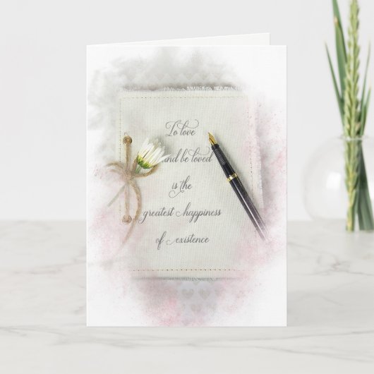 の結婚デイジーとペン付きジャーナル カード (正面)