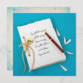 の結婚デイジーとペン付き雑誌 招待状 (正面/裏面)