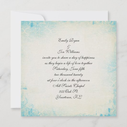 の結婚デイジーとペン付き雑誌 招待状 (裏面)