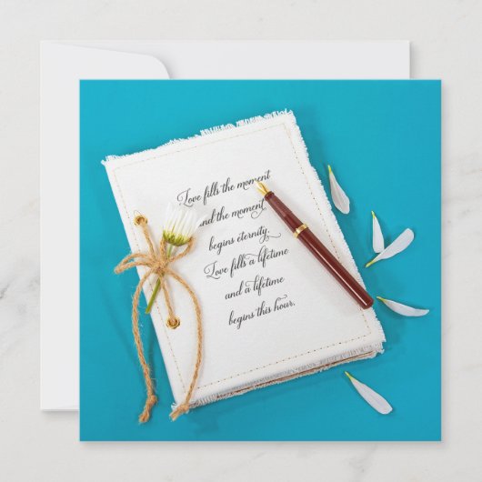 の結婚デイジーとペン付き雑誌 招待状 (正面)