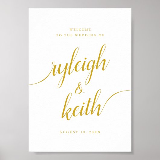 の結婚トレンディー書のウェルカムサイン ポスター (正面)