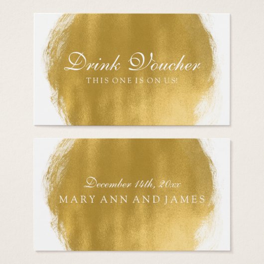 の結婚ドリンク券金ゴールドの絵を描外観 (正面&裏面)