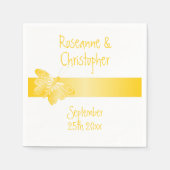 の結婚ナプキンイエローバタフライ スタンダードカクテルナプキン (正面)