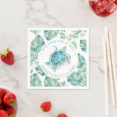 の結婚ナプキンス熱帯海カメの水色 スタンダードカクテルナプキン (インサイチュ)