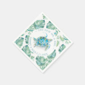 の結婚ナプキンス熱帯海カメの水色 スタンダードカクテルナプキン (角)